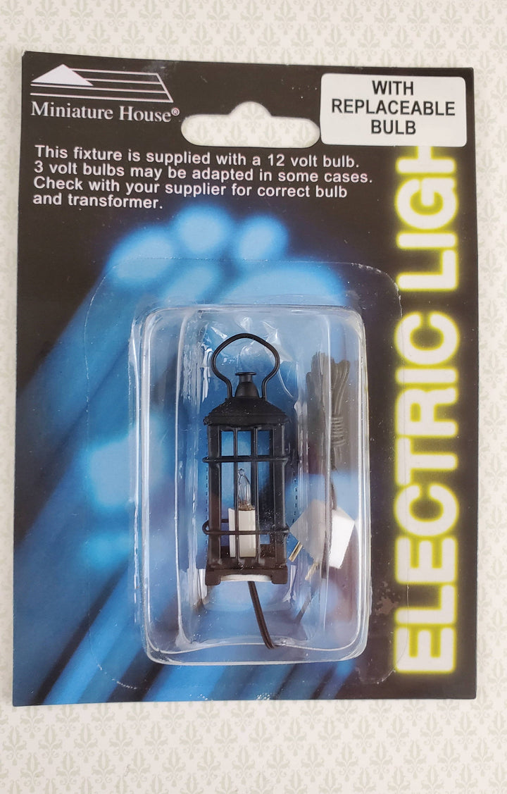 Dollhouse Miniature Black Lantern Light Candle 12 Volt with Plug 1:12 Scale Lighting