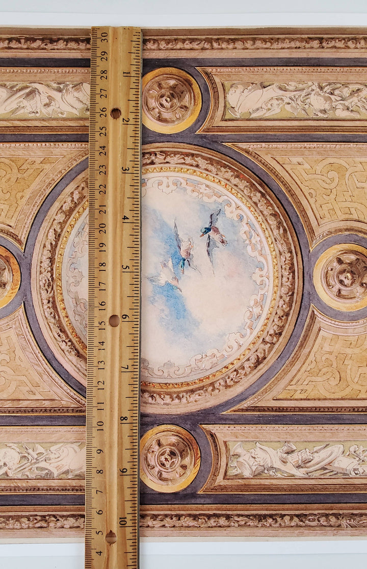 Dollhouse Ceiling Mural Wallpaper Sky Ducks Painted Victorian 1:12 Scale Itsy Bitsy