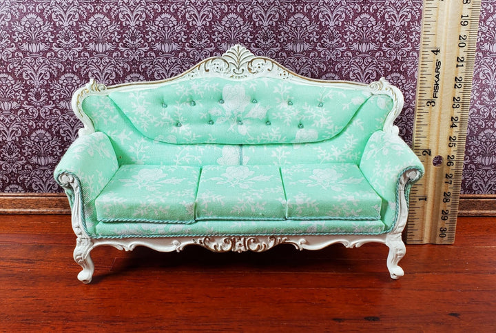 JBM Dollhouse Green Sofa Couch Rococo Style Settee 1:12 Scale Miniature Furniture - Miniature Crush