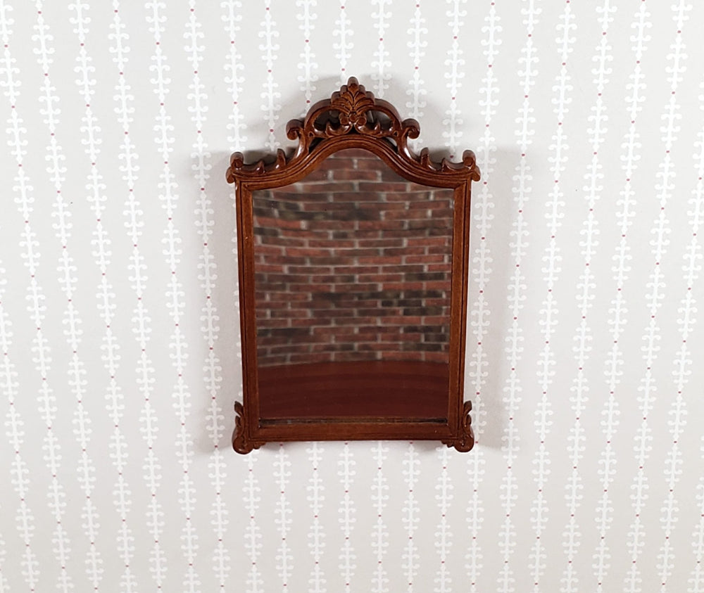JBM Dollhouse Mirror Walnut Finish Louis XV Rococo Style 1:12 Scale Miniature - Miniature Crush