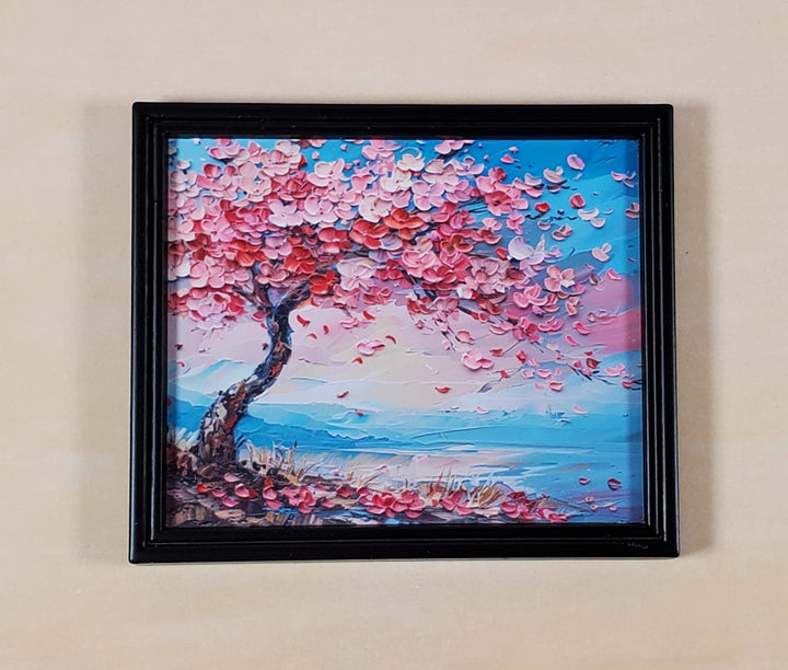 Miniature Flowering Cherry Tree Framed Print 1:12 Scale Modern Dollhouse Decor - Miniature Crush