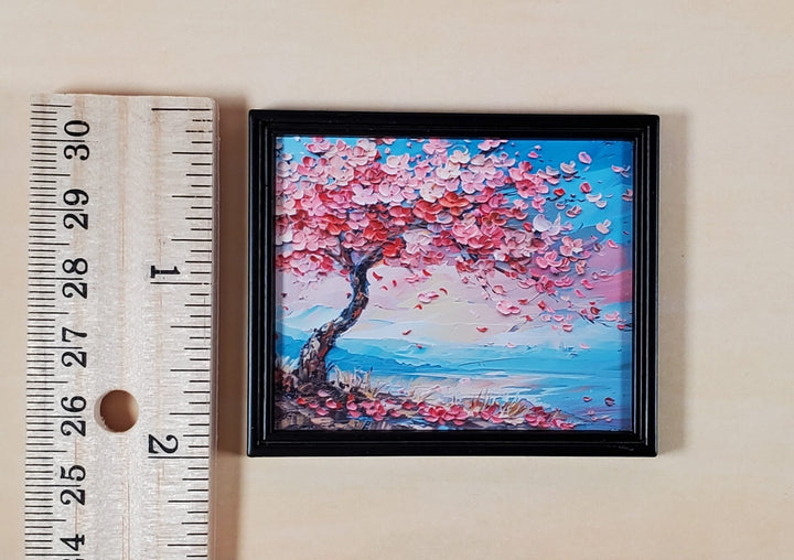 Miniature Flowering Cherry Tree Framed Print 1:12 Scale Modern Dollhouse Decor - Miniature Crush