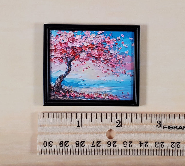 Miniature Flowering Cherry Tree Framed Print 1:12 Scale Modern Dollhouse Decor - Miniature Crush