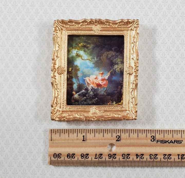 Miniature Fragonard The Swing Framed Print 1:12 Scale Handmade 2 7/8" x 2 1/2" - Miniature Crush