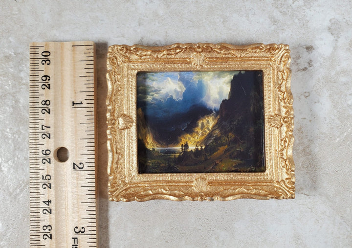 Miniature Framed Art Print Storm in the Rocky Mountains Bierstadt 1:12 Scale - Miniature Crush