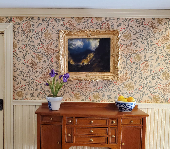 Miniature Framed Art Print Storm in the Rocky Mountains Bierstadt 1:12 Scale - Miniature Crush