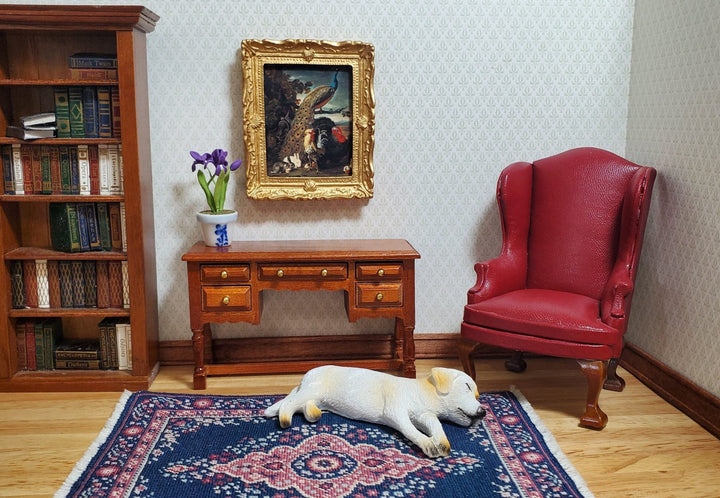 Miniature Framed Peacock Print with Roosters Rabbits 1:12 Scale for Dollhouse - MiniatureCrush