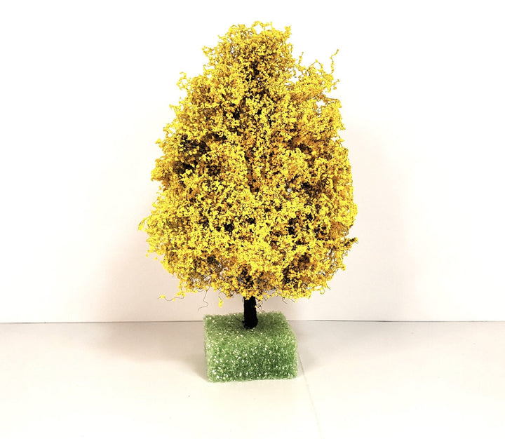 Miniature Tree Golden Autumn Burnt Yellow 6" Tall on Spike Model Scenery Garden - Miniature Crush