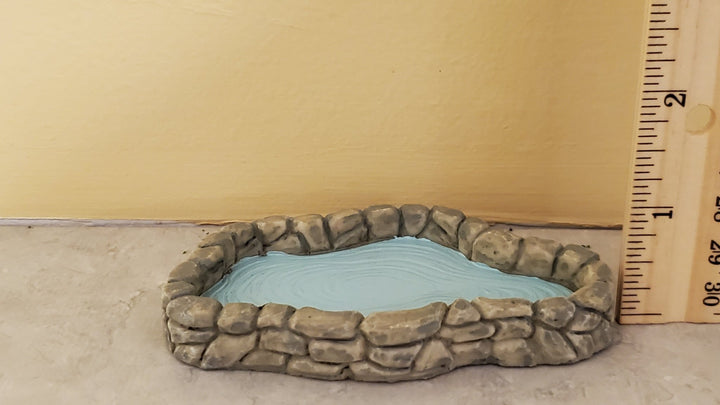 Small Miniature Garden Pond Pool Gray Stone Wall 1:12 Scale Dollhouse Cast Resin - Miniature Crush