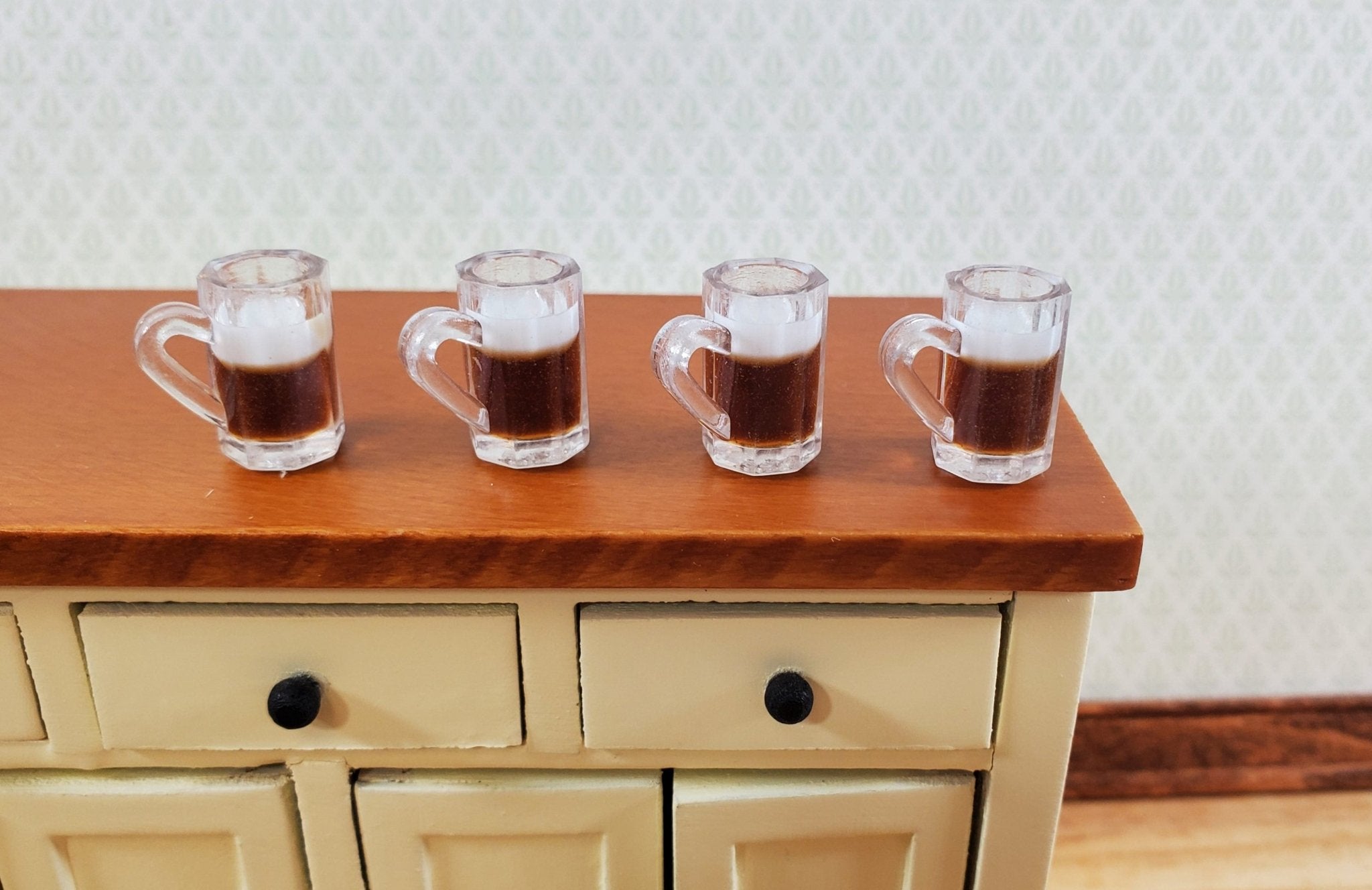 Dollhouse Beer Mugs Set of 4 Large Empty 1:12 Scale Miniature Dishes Glasses  Cups - Miniature