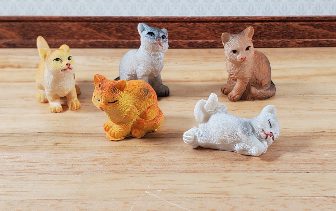 5 Dollhouse Cats Orange Gray Brown Kittens 1:12 Scale Miniature Pets Animals - Miniature Crush