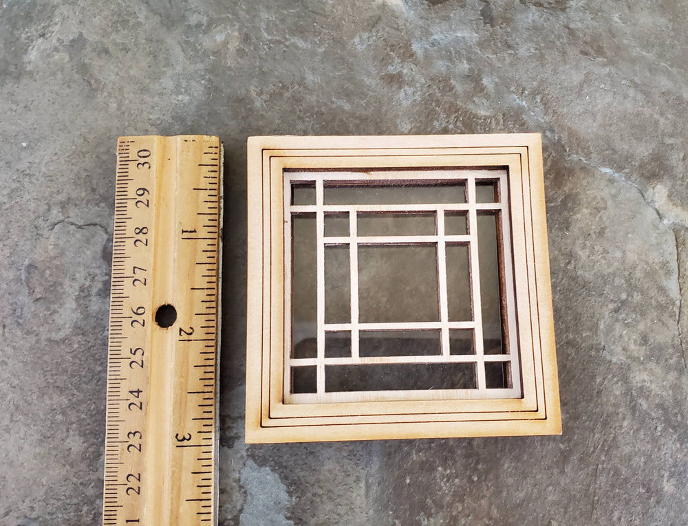 Dollhouse Miniature Square Window Prairie Style fits 2.5" opening 1:12 Scale - Miniature Crush