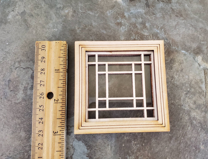 Dollhouse Miniature Square Window Prairie Style fits 2.5" opening 1:12 Scale
