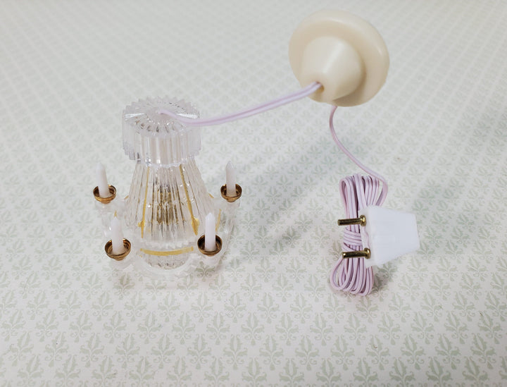 Dollhouse Small Chandelier Electric 1:12 Scale Miniature 12 Volt with Plug
