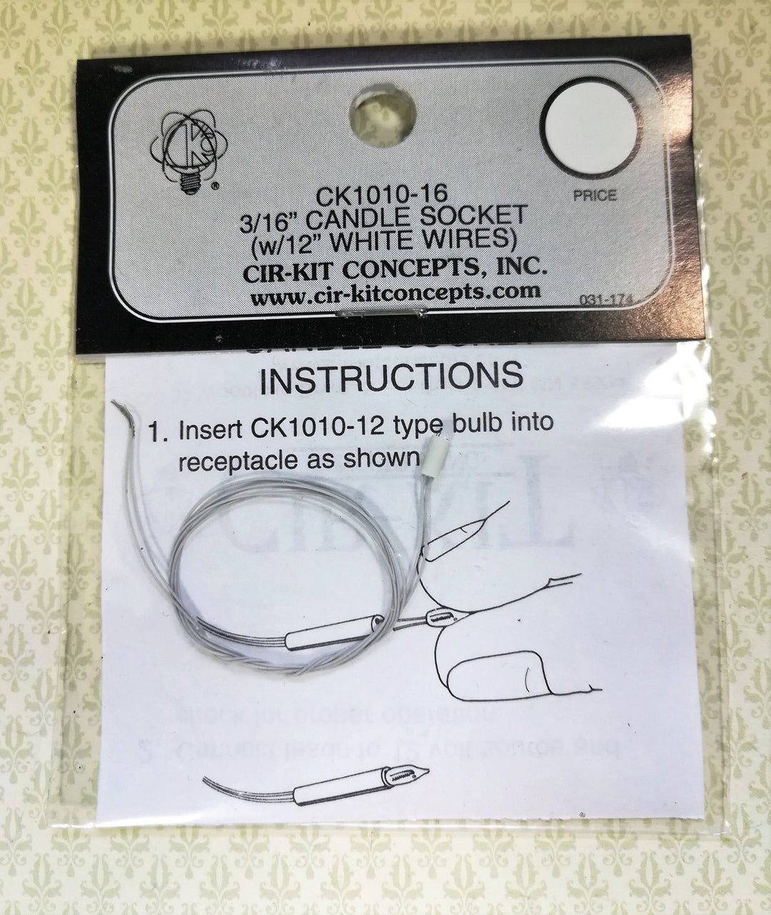 Cir-Kit 3/16" Candle Socket with Wire for Bi-Pin Bulbs 1:12 Scale Dollhouse Miniature - Miniature Crush
