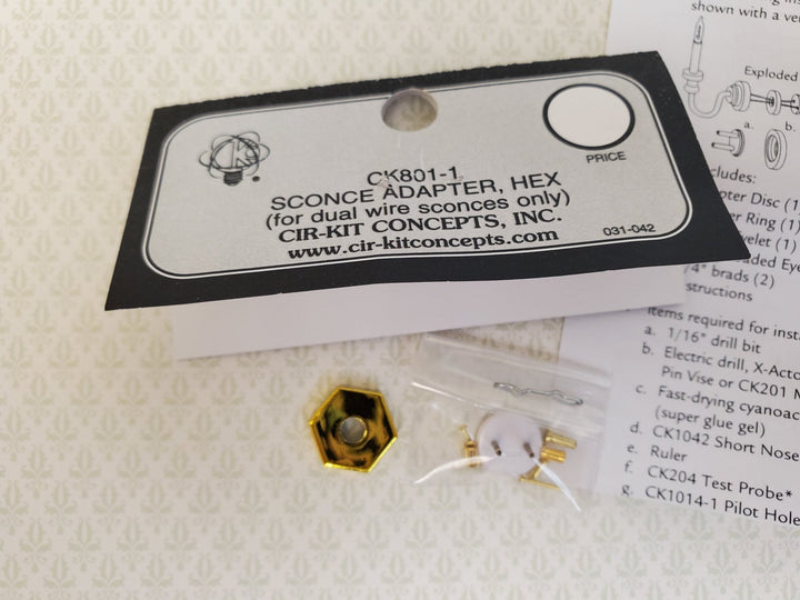Cir-Kit Hex Sconce Adaptor for Wall Light 1:12 Scale Dollhouse for Tape Wire Set-ups CK801-1 - Miniature Crush