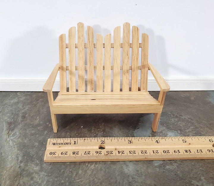 Dollhouse Adirondack Double Chair Loveseat Light Oak 1:12 Scale Miniature - Miniature Crush