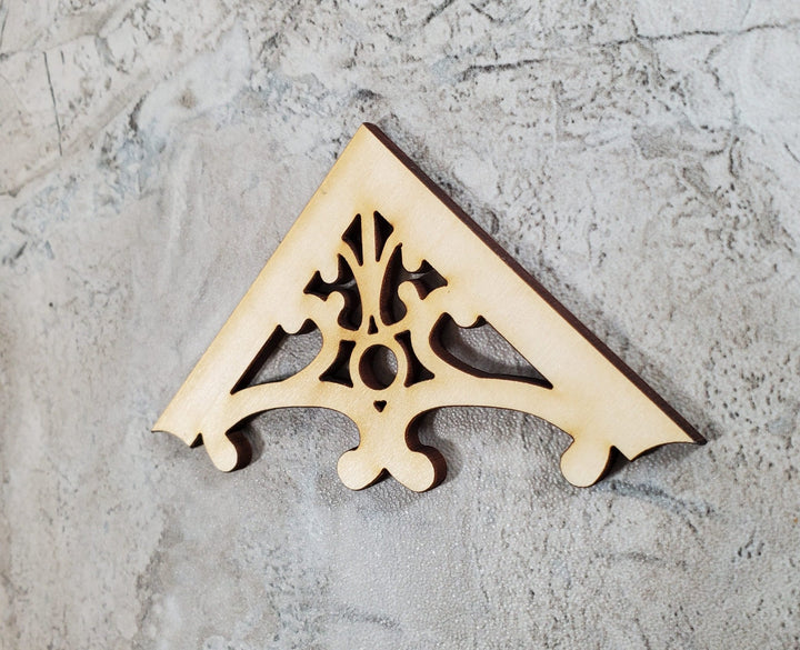 Dollhouse Apex Trim Victorian Style Pediment x2 Medium Miniature Wood Decoration MC147 - Miniature Crush