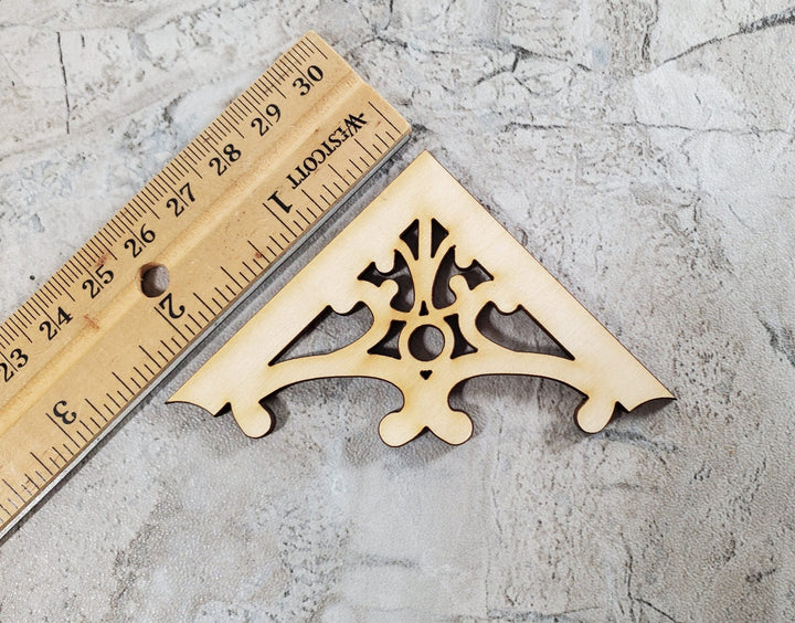 Dollhouse Apex Trim Victorian Style Pediment x2 Medium Miniature Wood Decoration MC147 - Miniature Crush
