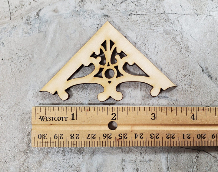 Dollhouse Apex Trim Victorian Style Pediment x2 Medium Miniature Wood Decoration MC147 - Miniature Crush