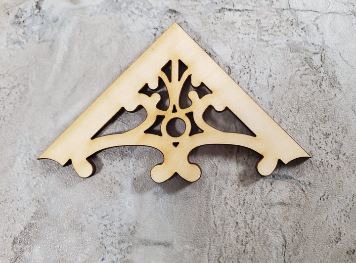 Dollhouse Apex Trim Victorian Style Pediment x2 Medium Miniature Wood Decoration MC147 - Miniature Crush