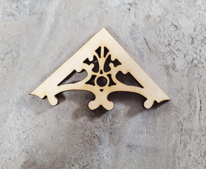 Dollhouse Apex Trim Victorian Style Pediment x2 Small Miniature Wood Decoration MC146 - Miniature Crush