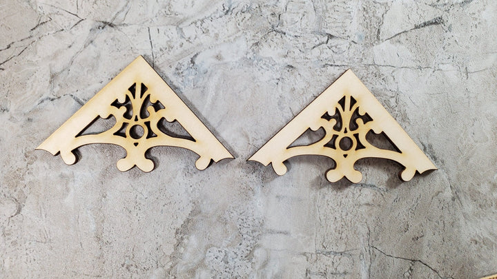 Dollhouse Apex Trim Victorian Style Pediment x2 Small Miniature Wood Decoration MC146 - Miniature Crush