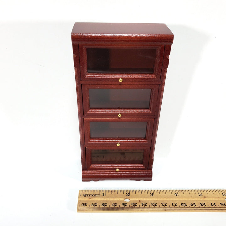 Dollhouse Barrister Bookcase Tall Lawyers 1:12 Scale Furniture Mahogany Finish - Miniature Crush
