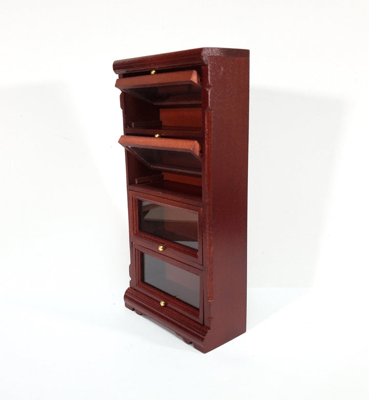Dollhouse Barrister Bookcase Tall Lawyers 1:12 Scale Furniture Mahogany Finish - Miniature Crush
