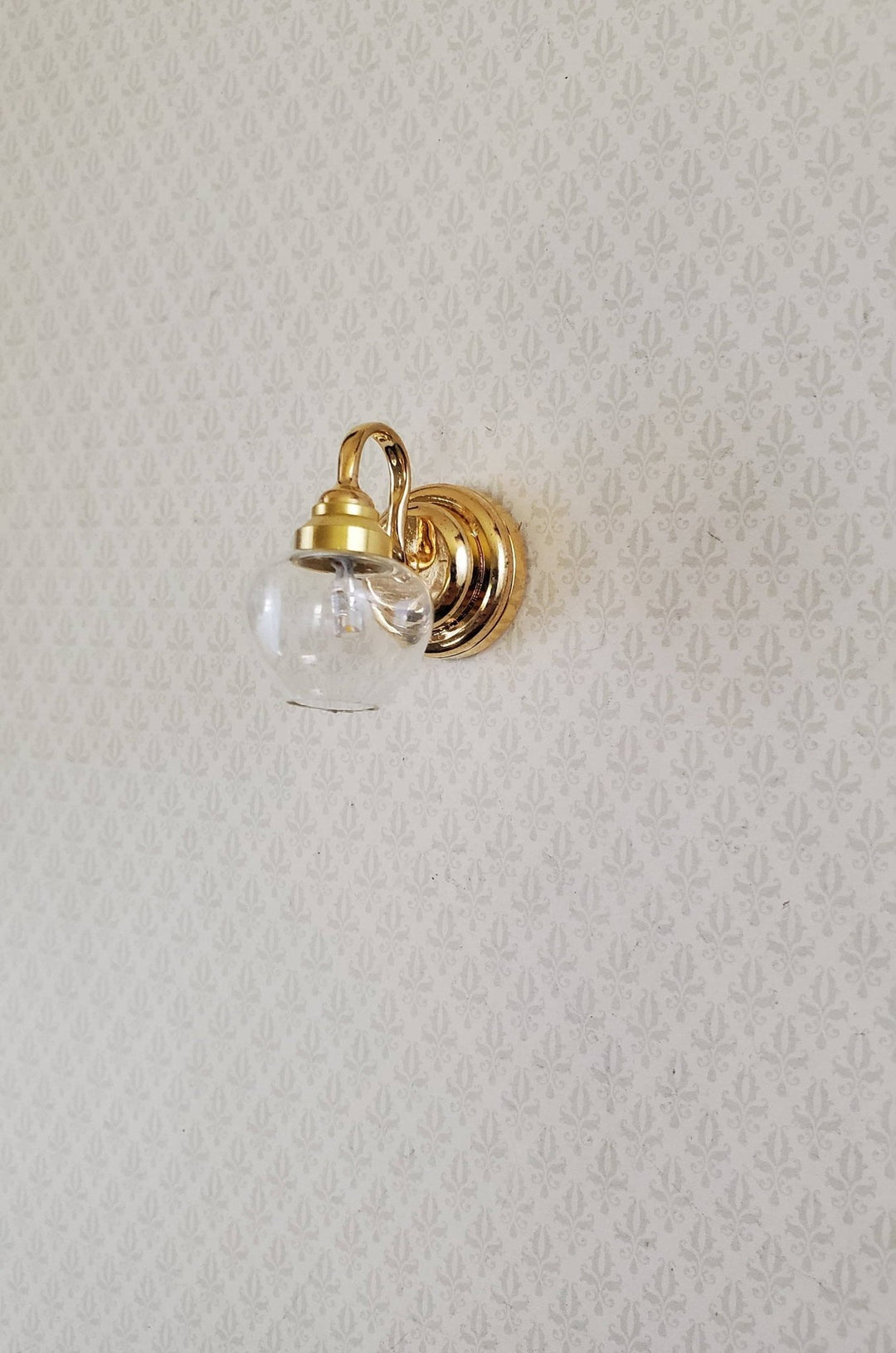 Dollhouse Battery Light LARGE Wall Sconce Clear Shade 1:12 Scale Miniature - Miniature Crush