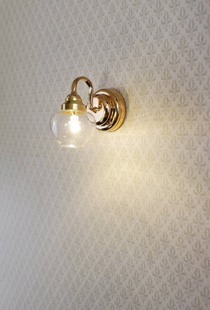 Dollhouse Battery Light LARGE Wall Sconce Clear Shade 1:12 Scale Miniature - Miniature Crush