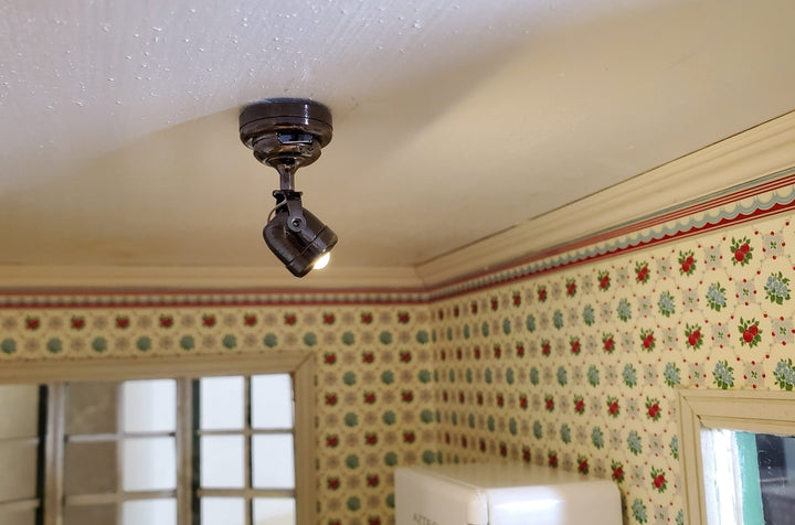 Dollhouse Battery Spot Light Black Chrome 1:12 Scale Miniature Modern Spotlight - Miniature Crush