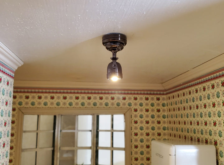 Dollhouse Battery Spot Light Black Chrome 1:12 Scale Miniature Modern Spotlight - Miniature Crush