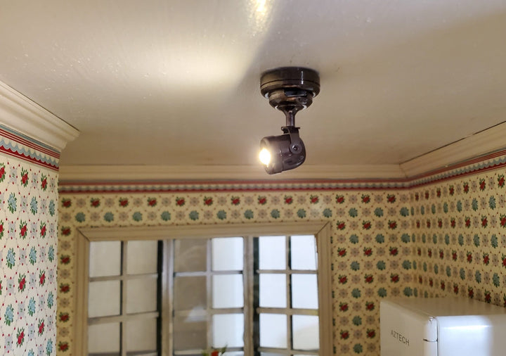 Dollhouse Battery Spot Light Black Chrome 1:12 Scale Miniature Modern Spotlight - Miniature Crush