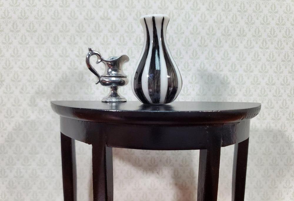 Dollhouse Black & White Vase Ceramic LARGE Modern Miniature Use in 1:12 or 1/6 Scale - Miniature Crush