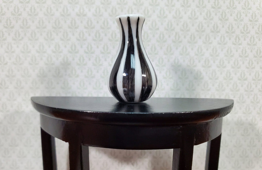 Dollhouse Black & White Vase Ceramic LARGE Modern Miniature Use in 1:12 or 1/6 Scale - Miniature Crush