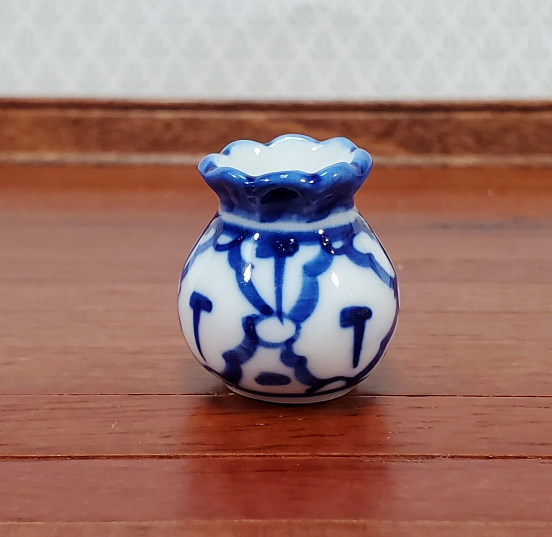 Dollhouse Blue & White Vase LARGE for Flowers Ceramic 1:12 Scale Miniature - Miniature Crush