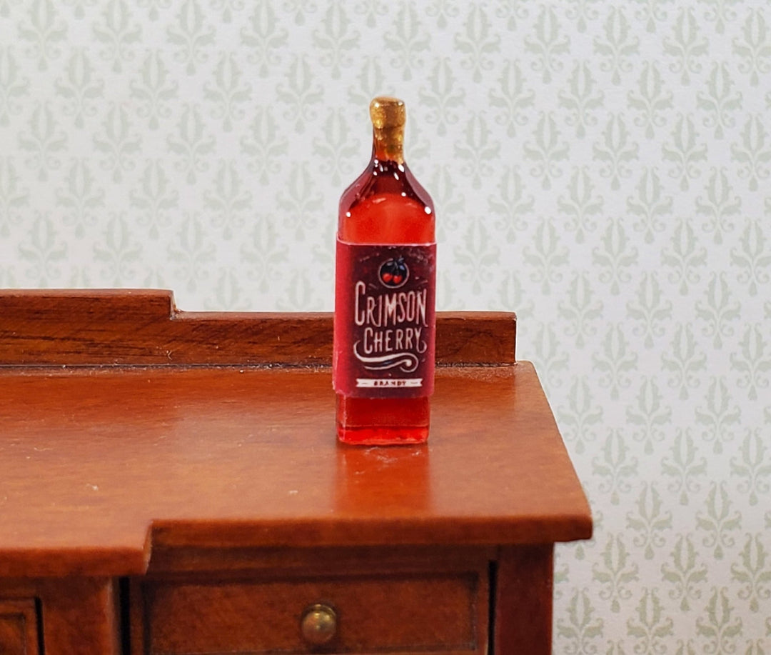 Dollhouse Bottle of Brandy "Crimson Cherry" 1:12 Scale Miniature Drinks Handmade - Miniature Crush