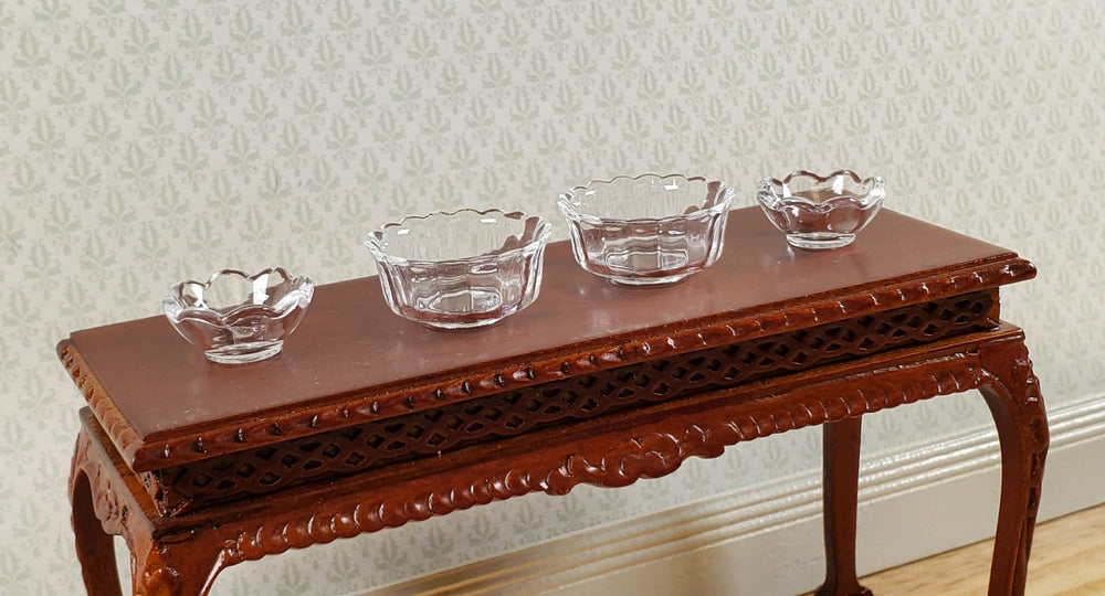 Dollhouse Bowls Serving Dishes Clear Plastic Scalloped Edge Set of 4 1:12 Scale - Miniature Crush