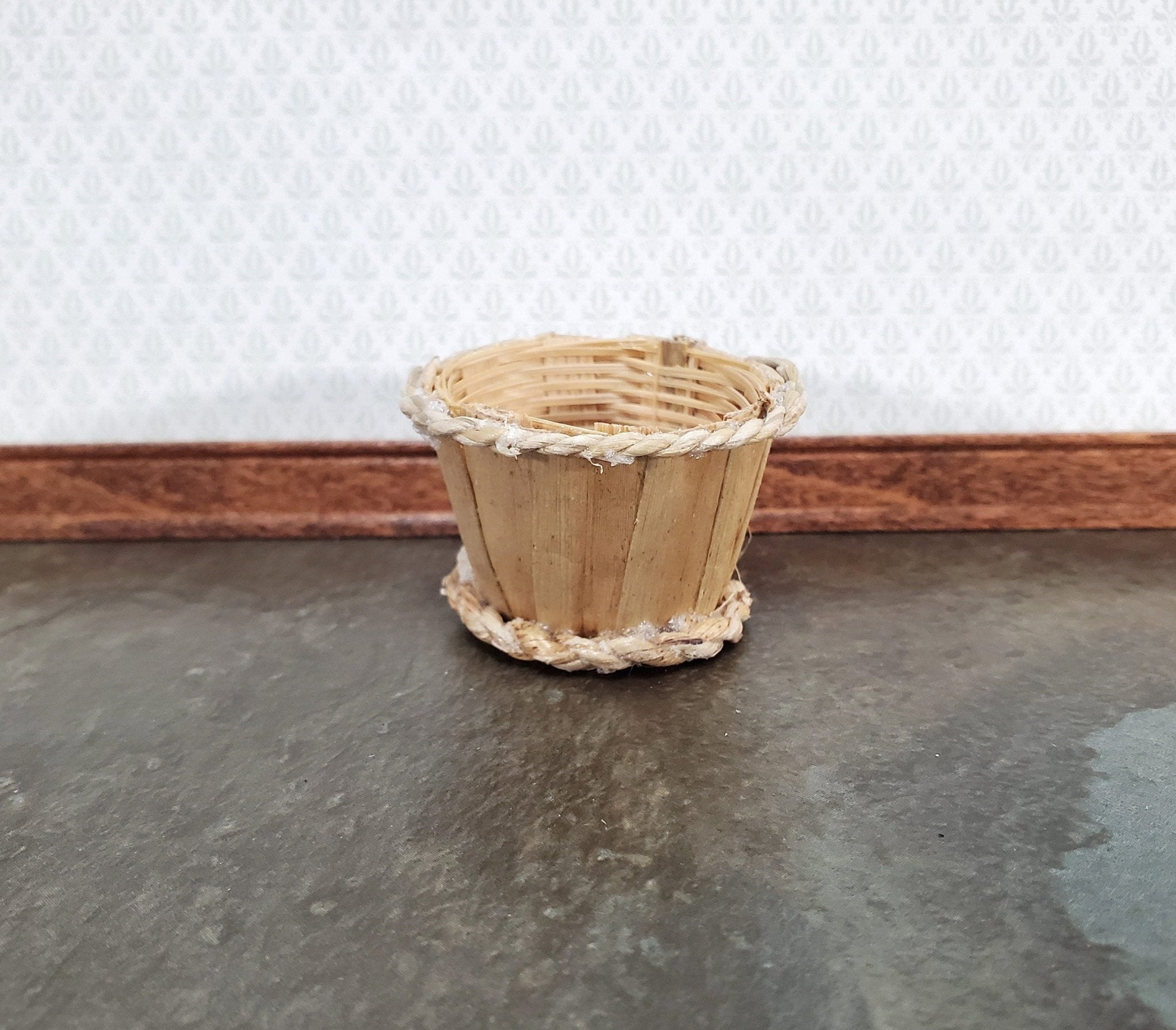 Dollhouse Miniature Round Laundry Basket - Blue 1:12 Scale - US