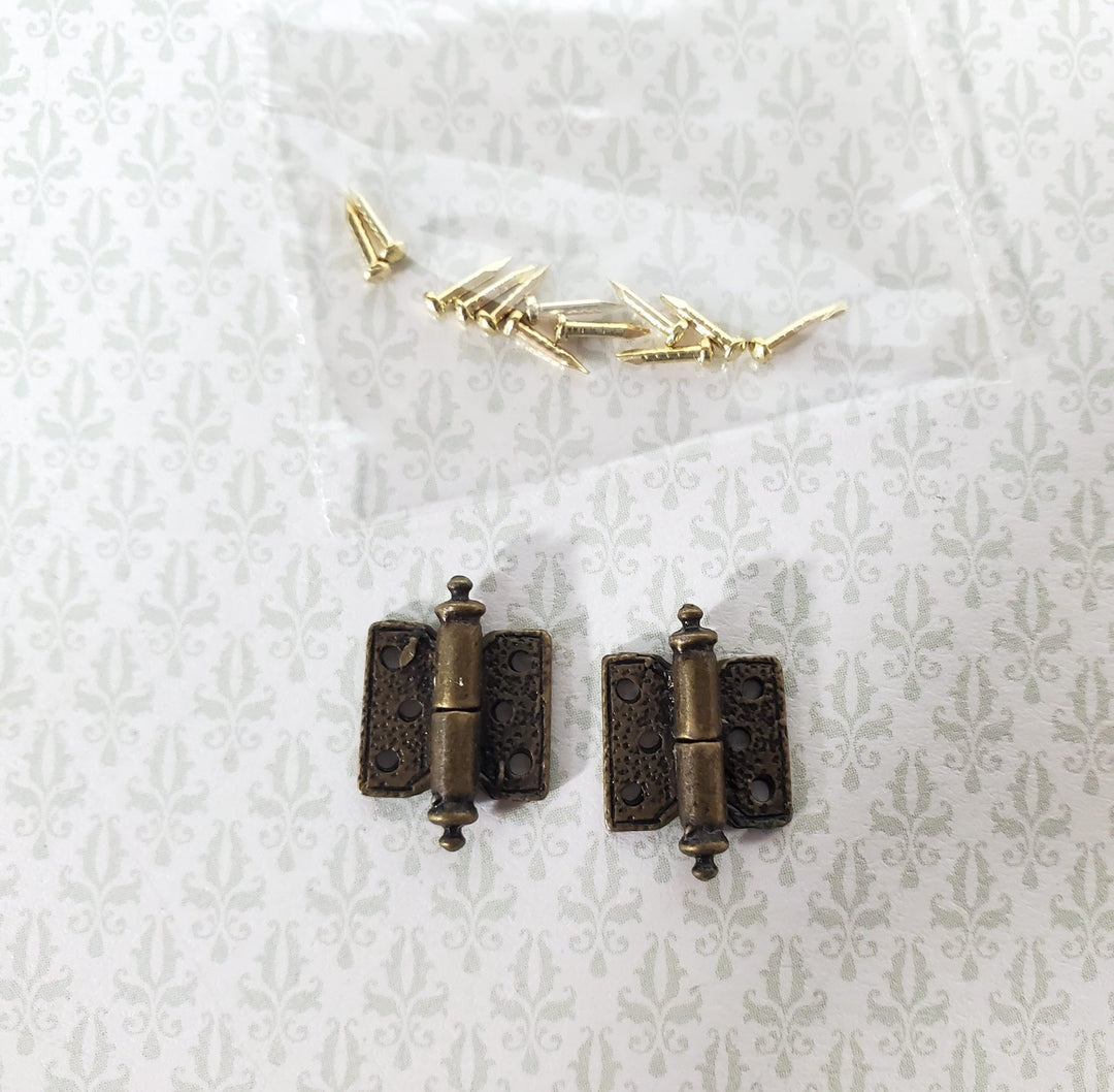 Dollhouse Butterfly Hinge Working Antique Style Bronze 1:12 Scale Includes Nails S1508 - Miniature Crush