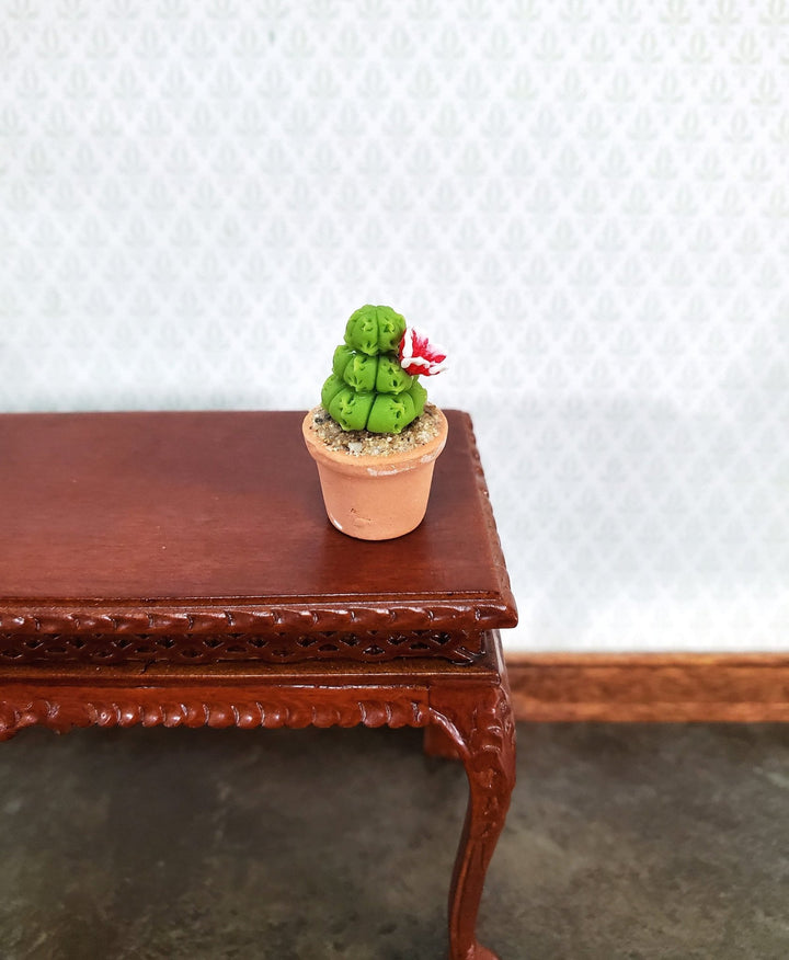 Dollhouse Cactus Flowering Plant Terra Cotta Planter Pot 1:12 Scale Miniature Decor - Miniature Crush