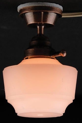 Dollhouse Ceiling Bronze Base White Shade 1:12 Scale Miniature 12 Volt Plug-in - Miniature Crush