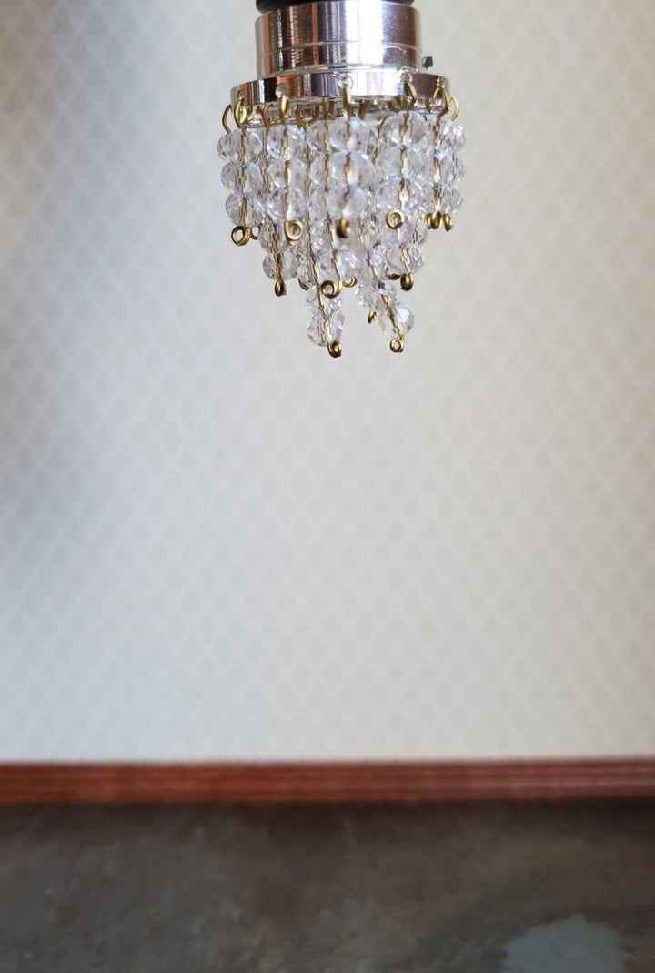 Dollhouse Ceiling Light "Crystal" Beads 1:12 Scale Miniature Battery Operated - Miniature Crush
