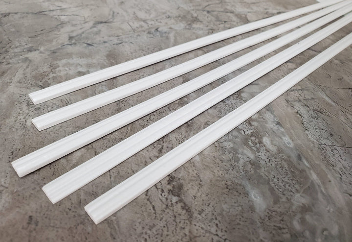 Dollhouse Chair Rail Dado Railing WHITE 5 Pieces 5/16" wide x 18" long for Miniatures - Miniature Crush