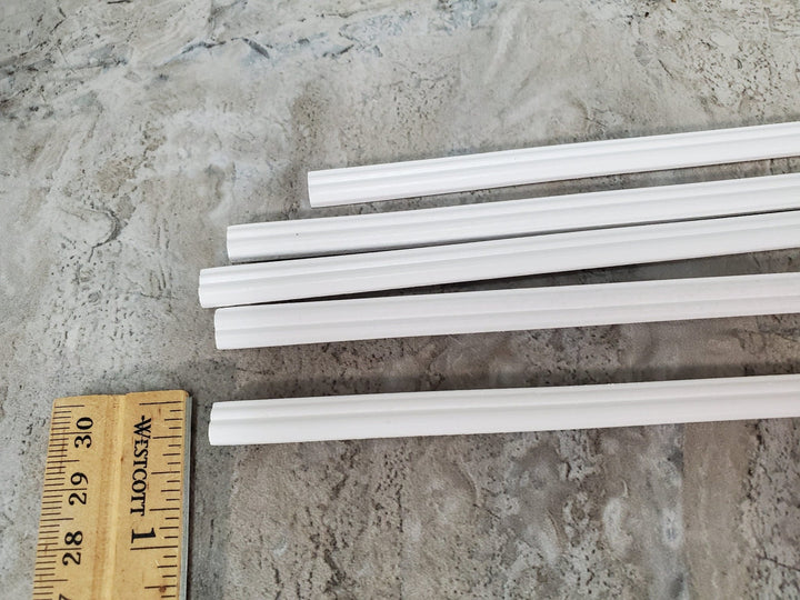 Dollhouse Chair Rail Dado Railing WHITE 5 Pieces 5/16" wide x 18" long for Miniatures - Miniature Crush