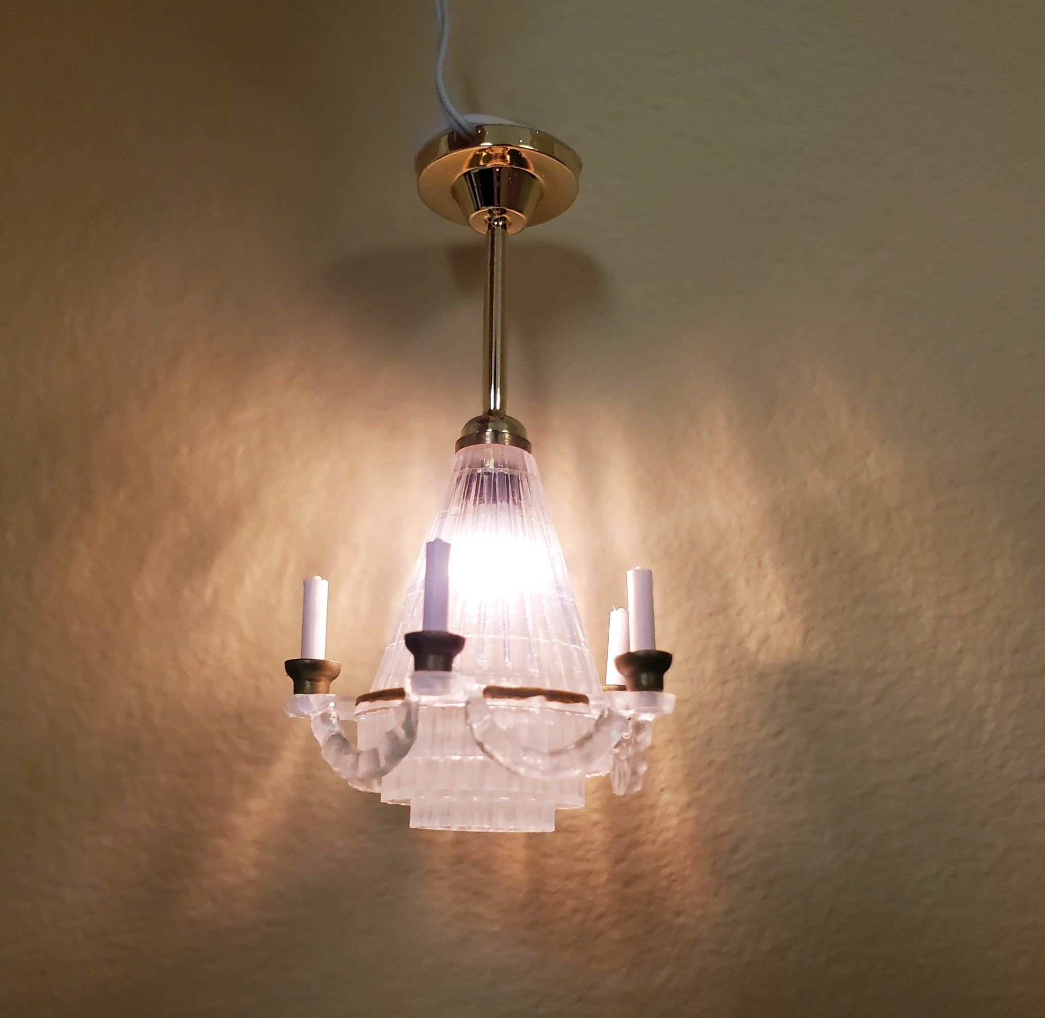 Dollhouse Chandelier Electric 12 Volt with Plug 1:12 Scale Miniature ...
