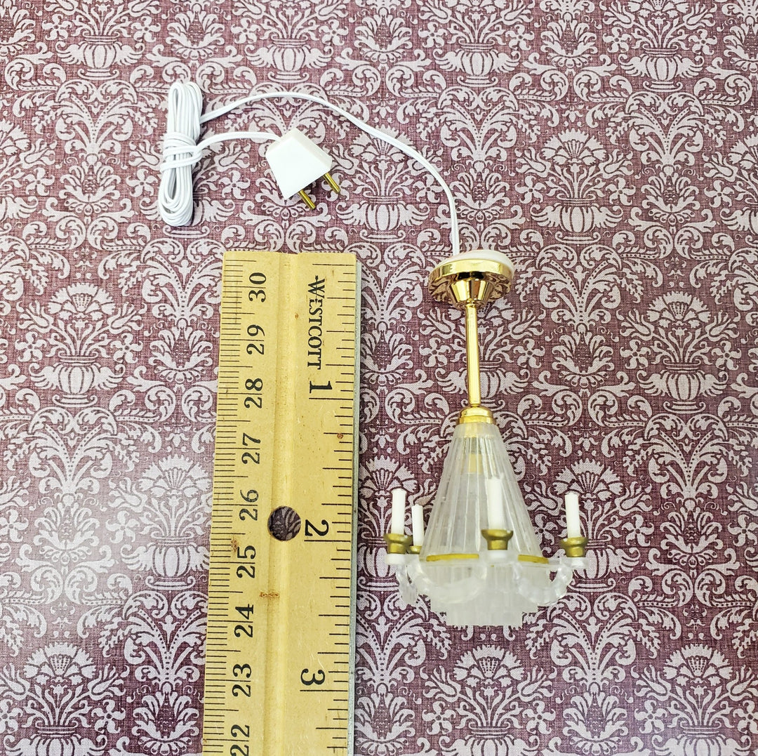 Dollhouse Chandelier Electric 12 Volt with Plug 1:12 Scale Miniature - Miniature Crush