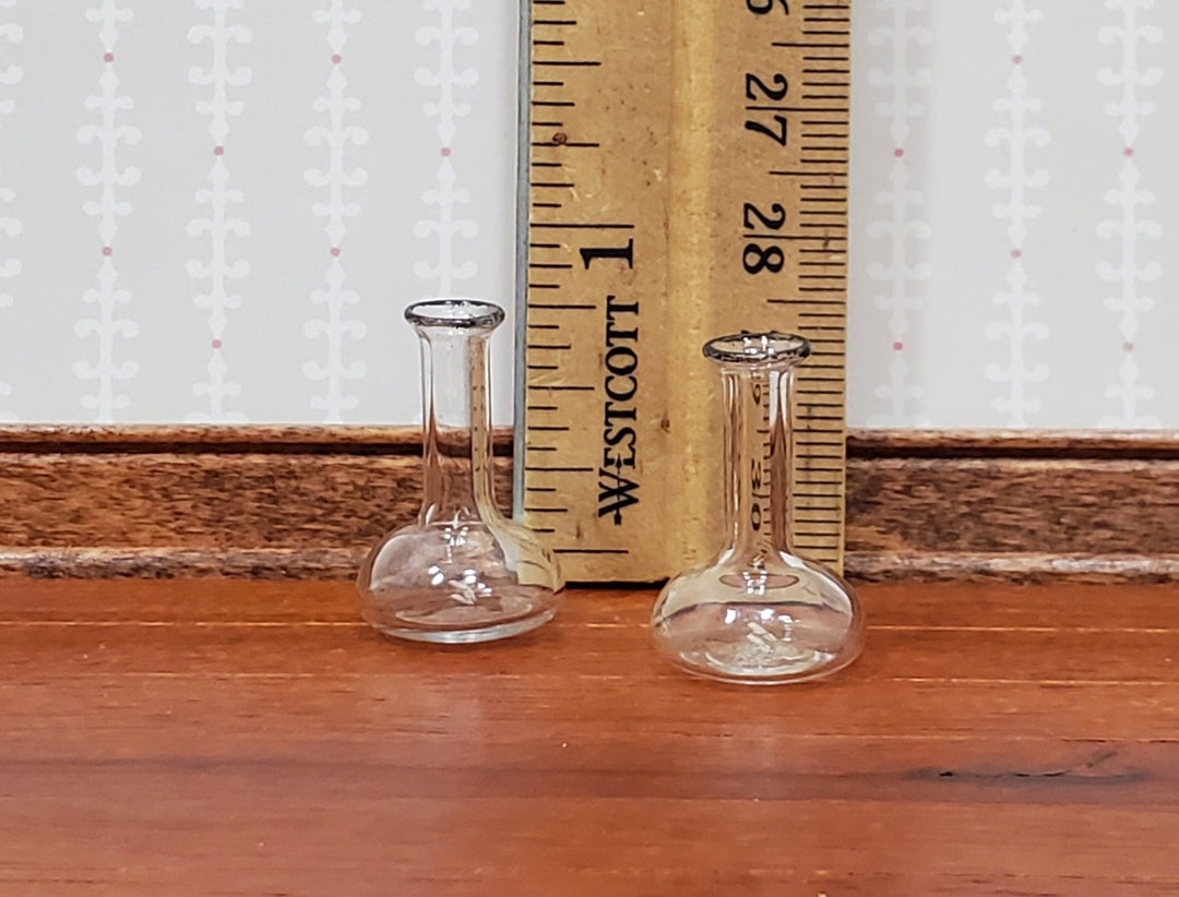 Dollhouse Chemist Flasks Set of 2 Lab Jar Real Glass Mad Scientist 1:12 Scale - Miniature Crush