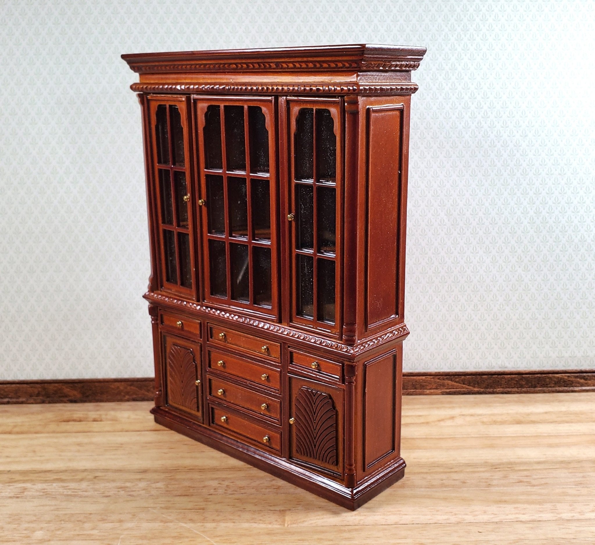 Bespaq walnut China Cabinet with Fret Doors 1:12 popular Scale